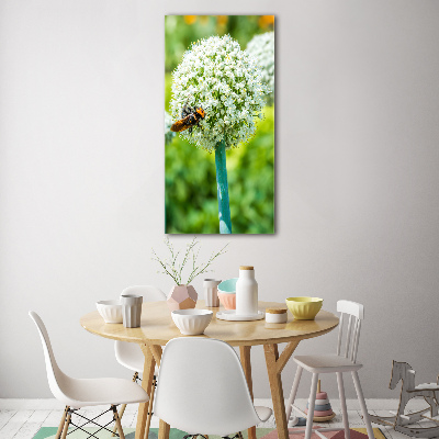 Fotocuadro de cristal elegante para hogar vertical flores de ajo