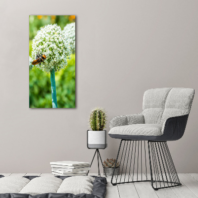 Fotocuadro de cristal elegante para hogar vertical flores de ajo
