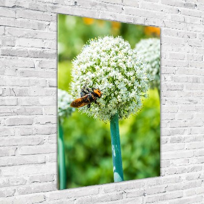 Fotocuadro de cristal elegante para hogar vertical flores de ajo
