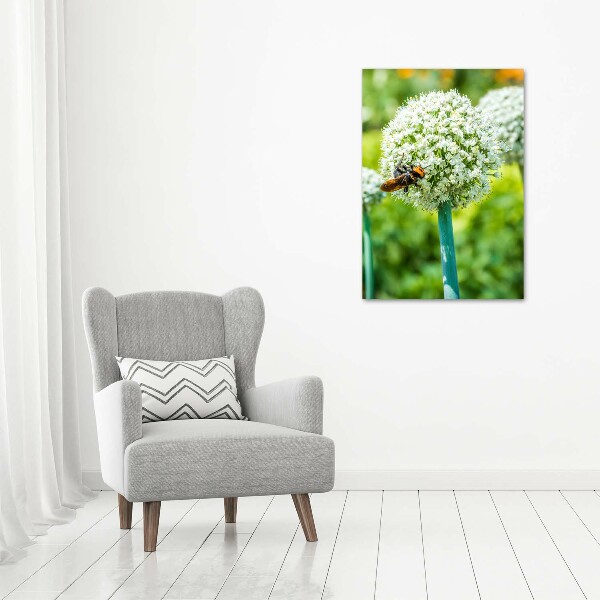 Fotocuadro de cristal elegante para hogar vertical flores de ajo
