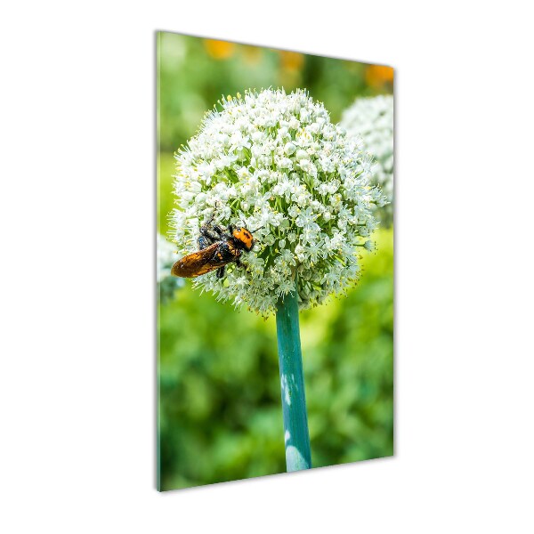 Fotocuadro de cristal elegante para hogar vertical flores de ajo