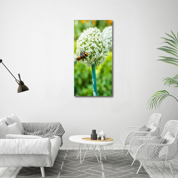 Fotocuadro de cristal elegante para hogar vertical flores de ajo