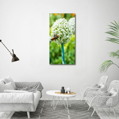 Fotocuadro de cristal elegante para hogar vertical flores de ajo