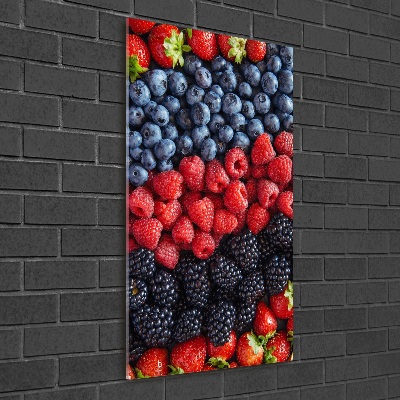 Fotocuadro de cristal elegante para hogar vertical Frutos del bosque