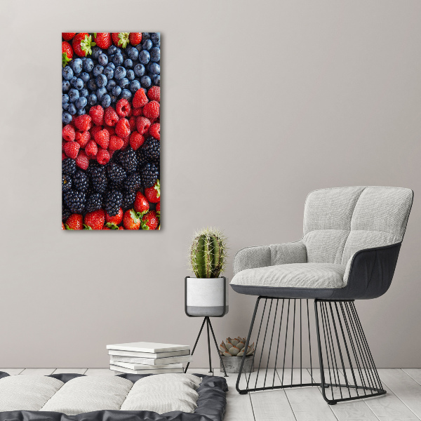 Fotocuadro de cristal elegante para hogar vertical Frutos del bosque