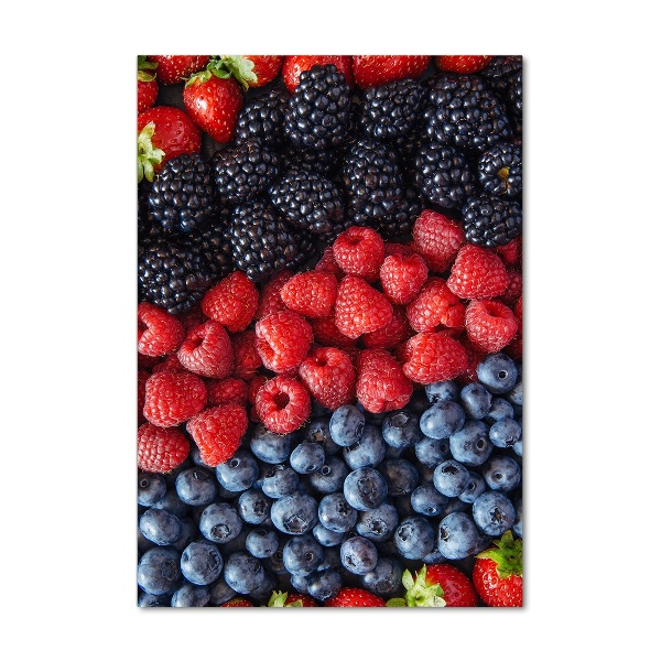 Fotocuadro de cristal elegante para hogar vertical Frutos del bosque