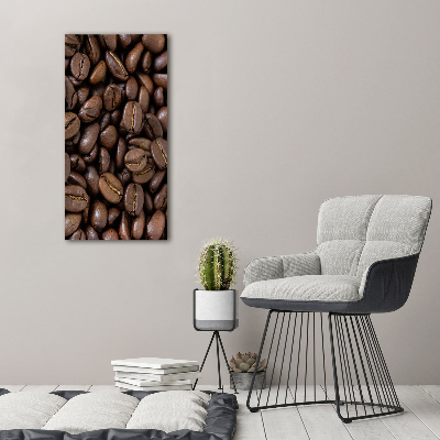 Cuadro decorativo en cristal con canto pulido vertical Granos de café