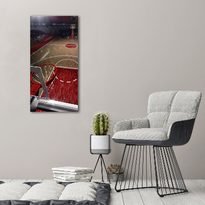Fotocuadro de cristal elegante para hogar vertical Cancha de baloncesto