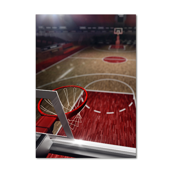 Fotocuadro de cristal elegante para hogar vertical Cancha de baloncesto