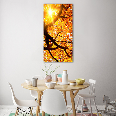 Fotocuadro de cristal elegante para hogar vertical Árbol de otoño