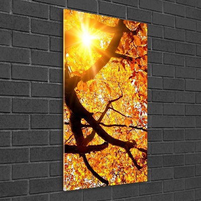 Fotocuadro de cristal elegante para hogar vertical Árbol de otoño