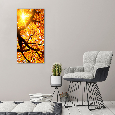 Fotocuadro de cristal elegante para hogar vertical Árbol de otoño