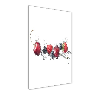 Fotocuadro de cristal elegante para hogar vertical Frutos del bosque