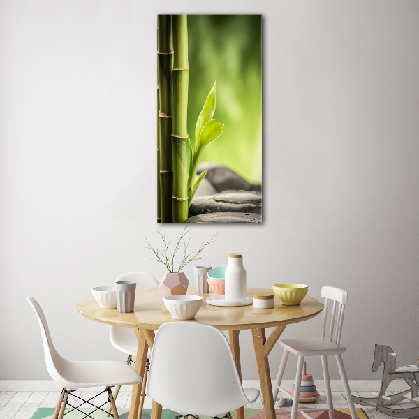 Cuadro decorativo en cristal con canto pulido vertical Bambú