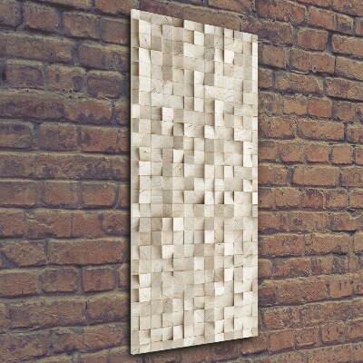 Cuadro decorativo en cristal con canto pulido vertical Cubos de madera
