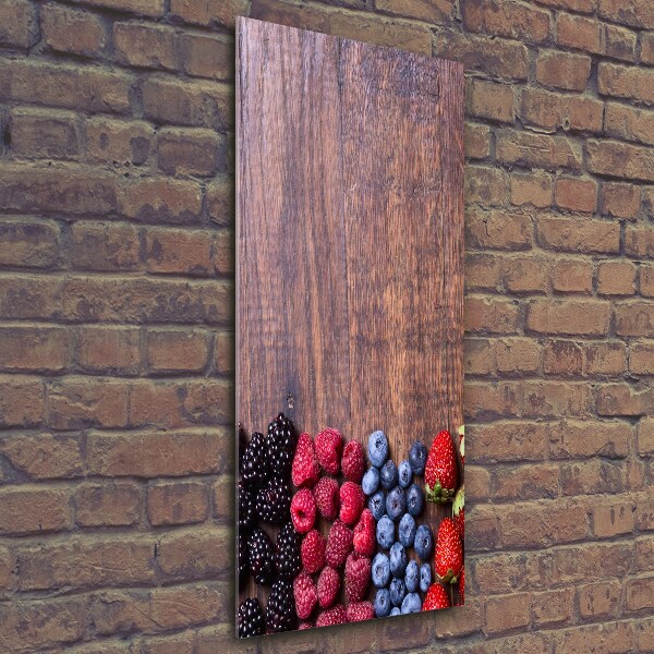 Cuadro decorativo en cristal con canto pulido vertical Frutos del bosque