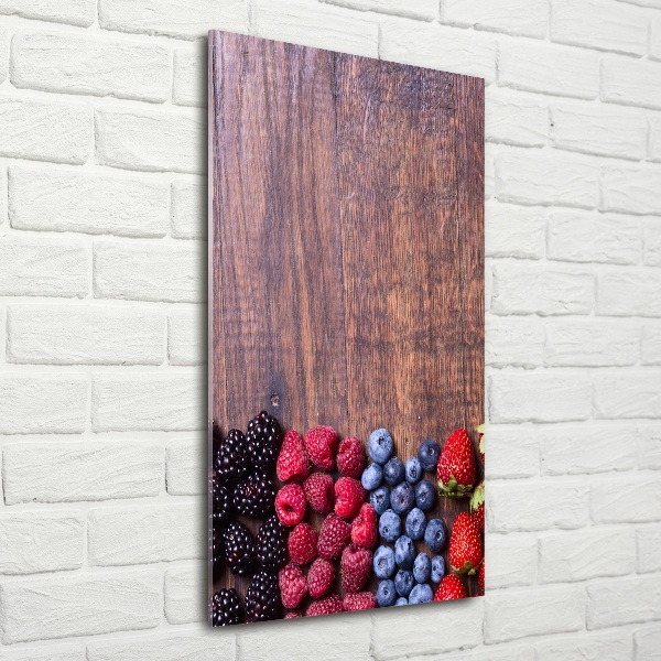 Cuadro decorativo en cristal con canto pulido vertical Frutos del bosque