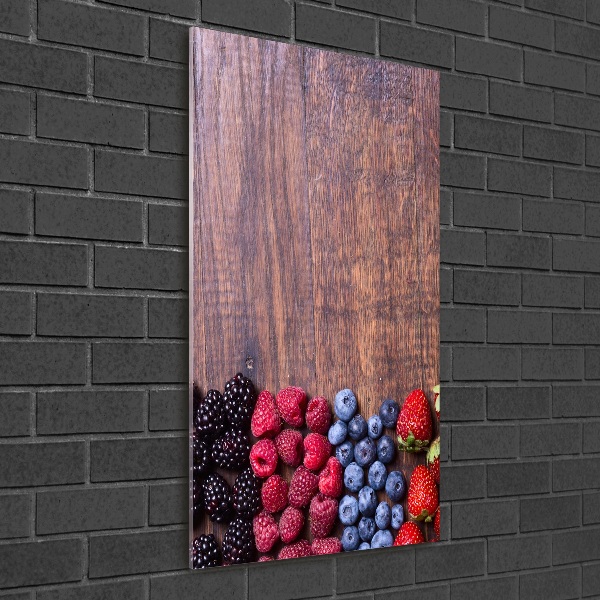 Cuadro decorativo en cristal con canto pulido vertical Frutos del bosque