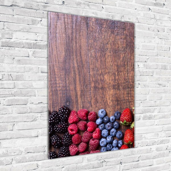 Cuadro decorativo en cristal con canto pulido vertical Frutos del bosque