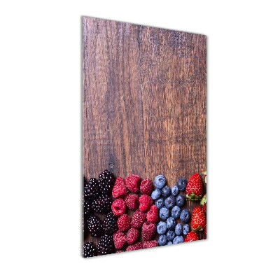 Cuadro decorativo en cristal con canto pulido vertical Frutos del bosque