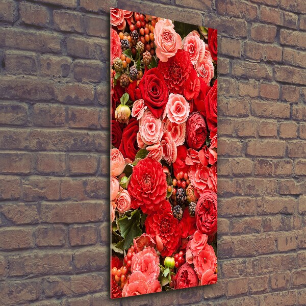 Cuadro de vidrio templado 4mm para pared vertical Un ramo de flores