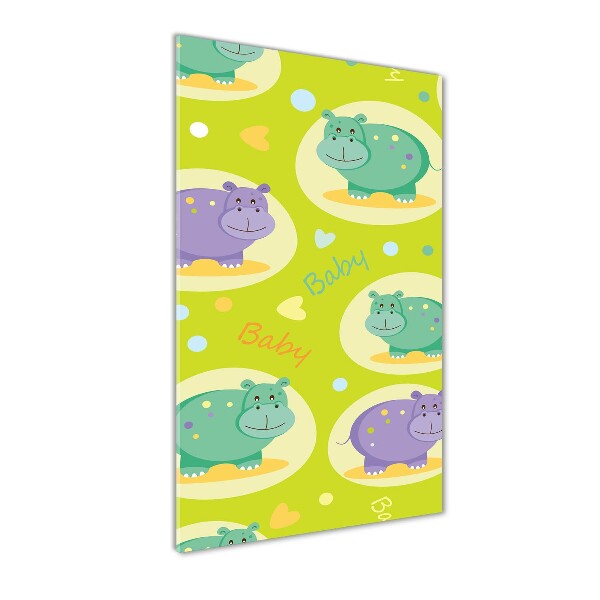 Cuadro de vidrio templado 4mm para pared vertical Hipopótamos