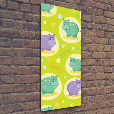 Cuadro de vidrio templado 4mm para pared vertical Hipopótamos