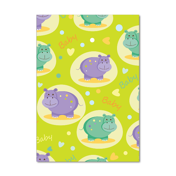 Cuadro de vidrio templado 4mm para pared vertical Hipopótamos