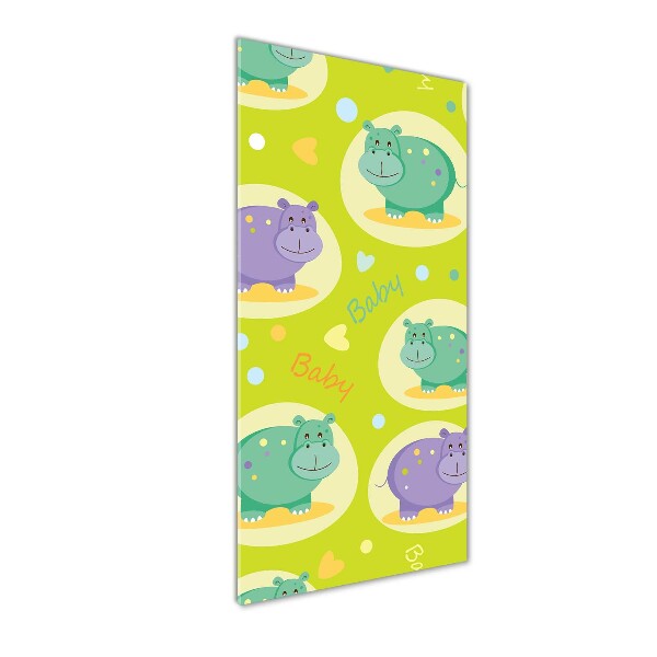 Cuadro de vidrio templado 4mm para pared vertical Hipopótamos