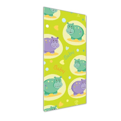 Cuadro de vidrio templado 4mm para pared vertical Hipopótamos