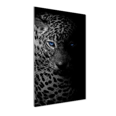 Cuadro de cristal moderno efecto brillo vertical Leopardo