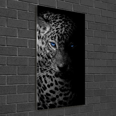 Cuadro de cristal moderno efecto brillo vertical Leopardo