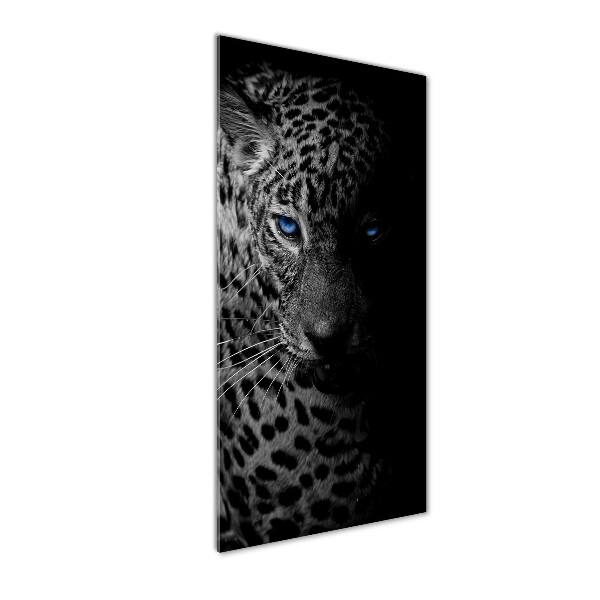 Cuadro de cristal moderno efecto brillo vertical Leopardo