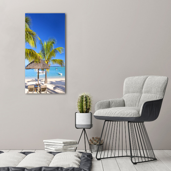 Cuadro de cristal moderno efecto brillo vertical Playa tropical