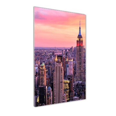 Cuadro de cristal moderno efecto brillo vertical Nueva York Oeste