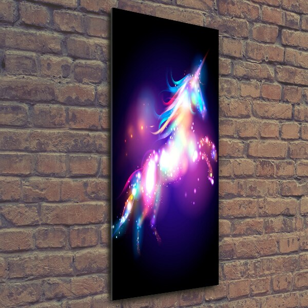 Fotocuadro de cristal elegante para hogar vertical Unicornio mágico