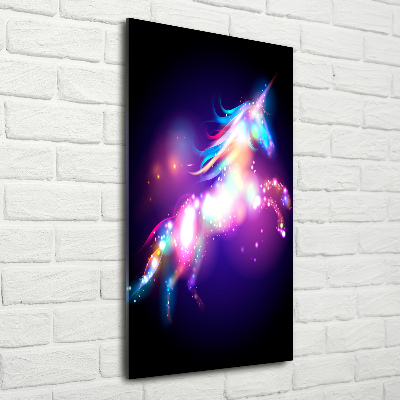 Fotocuadro de cristal elegante para hogar vertical Unicornio mágico