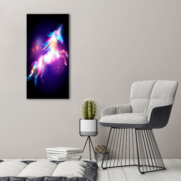 Fotocuadro de cristal elegante para hogar vertical Unicornio mágico