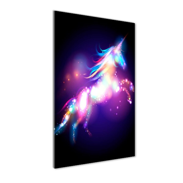 Fotocuadro de cristal elegante para hogar vertical Unicornio mágico