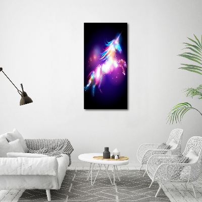 Fotocuadro de cristal elegante para hogar vertical Unicornio mágico