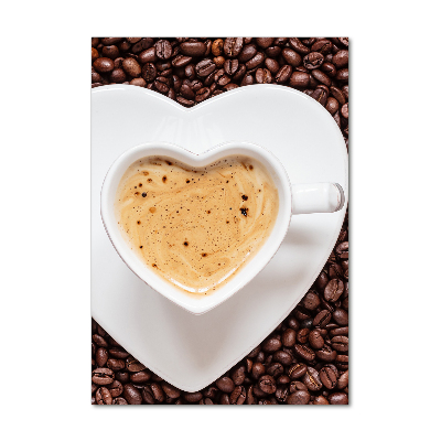 Cuadro decorativo en cristal con canto pulido vertical Una taza de café