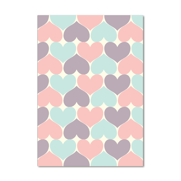 Cuadro de vidrio templado 4mm para pared vertical Corazones de colores