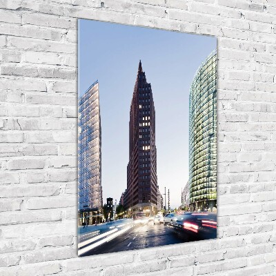 Cuadro de cristal moderno efecto brillo vertical Rascacielos