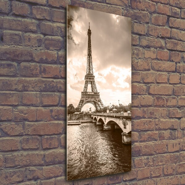 Cuadro decorativo en cristal con canto pulido vertical Torre Eiffel de París