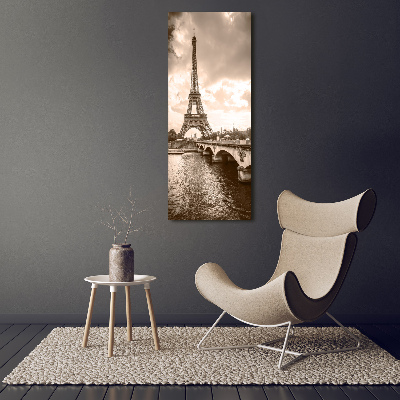 Cuadro decorativo en cristal con canto pulido vertical Torre Eiffel de París