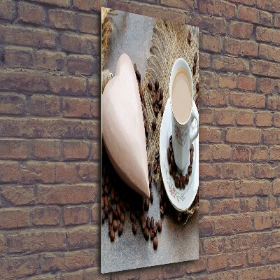 Cuadro de vidrio templado 4mm para pared vertical Café y corazón