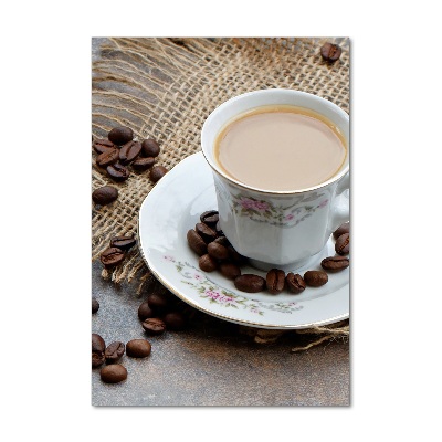 Cuadro de vidrio templado 4mm para pared vertical Café y corazón