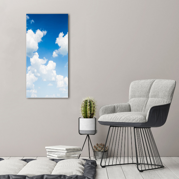 Cuadro decorativo en cristal con canto pulido vertical Nubes en el cielo
