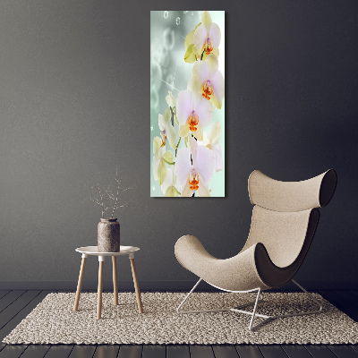 Cuadro de cristal moderno efecto brillo vertical Orquídea