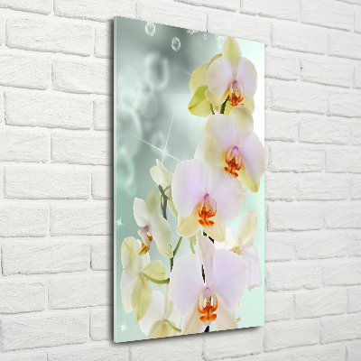 Cuadro de cristal moderno efecto brillo vertical Orquídea